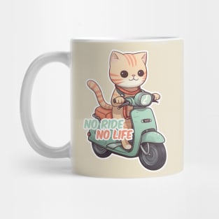 Kawaii cat riding scooter Mug